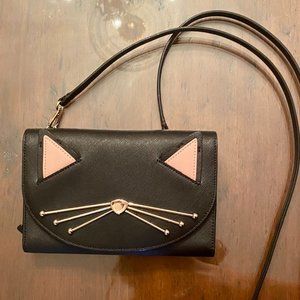 Kate Spade Black Cat Crossbody Wallet Purse